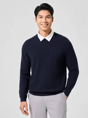 Áo Len Regular Cổ Tròn Vặn Thừng