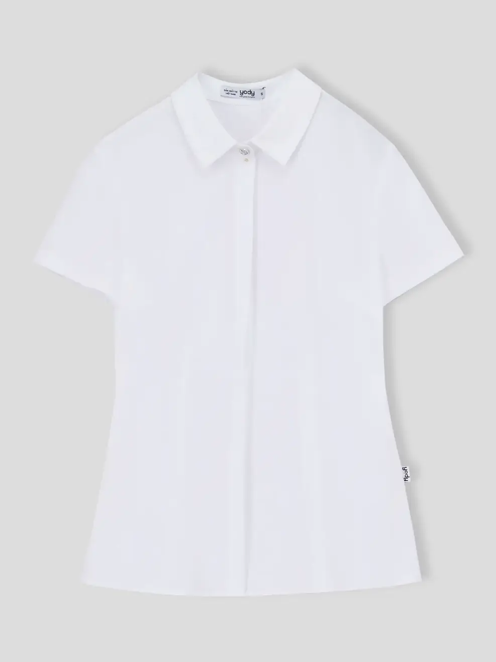 Áo sơ mi nữ polyester nano solid cộc tay cơ bản - Ảnh 4