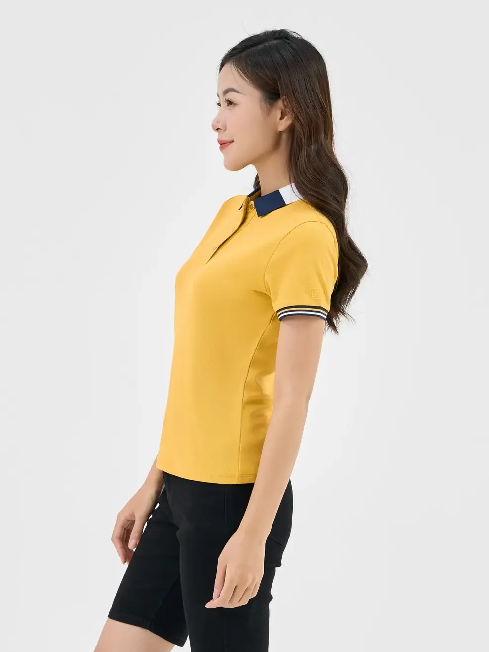 Áo Polo nữ s.cafe dệt tổ ong bo 3 màu - Ảnh 3