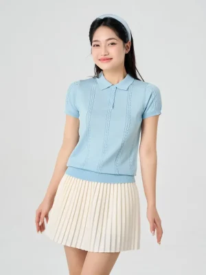 Áo Len Polo Nữ Dệt Vặn Thừng