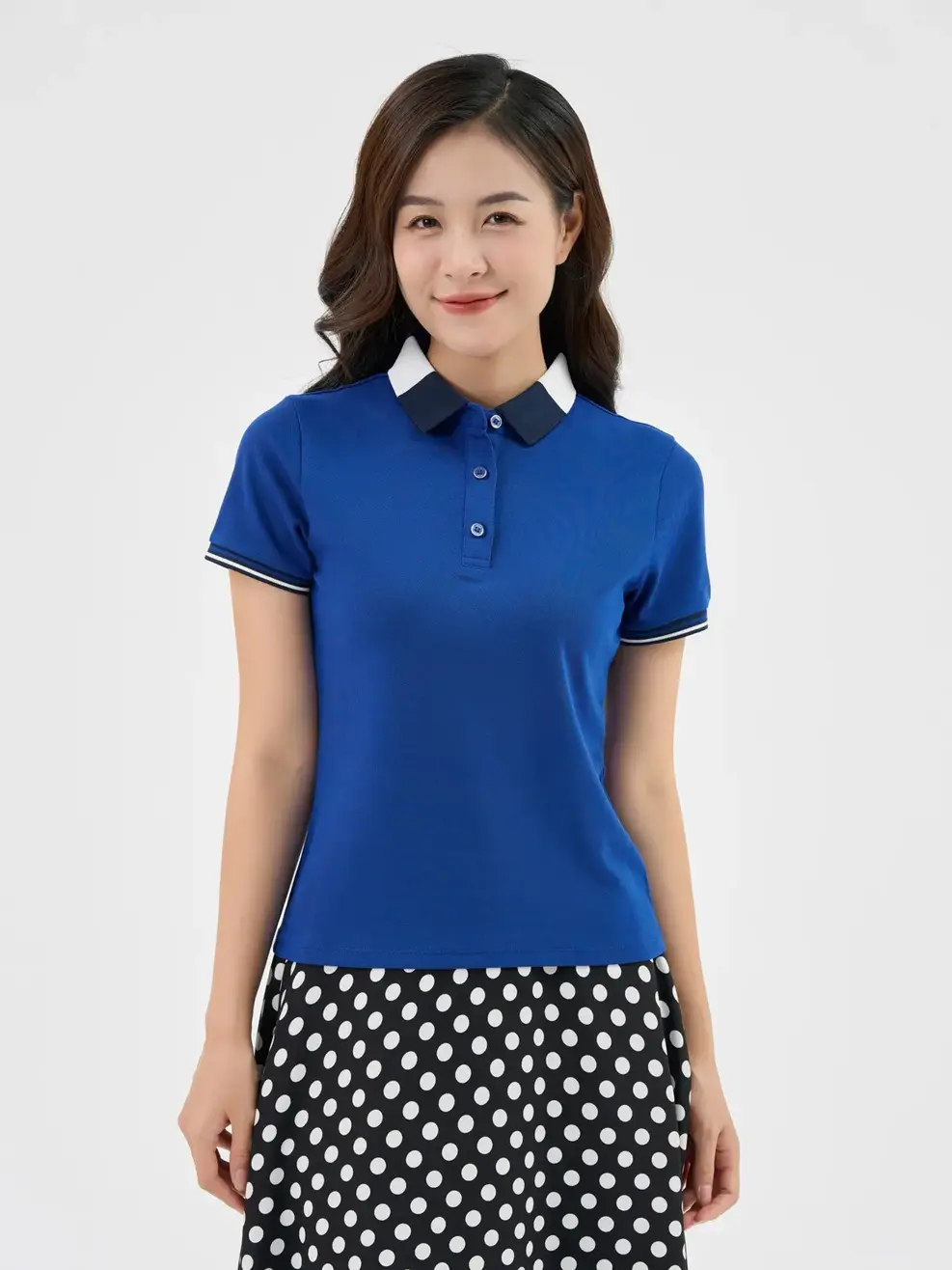 Áo Polo nữ s.cafe dệt tổ ong bo 3 màu - Ảnh 4