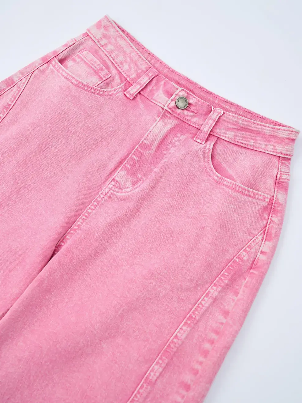 Quần Jeans Nữ Ống Rộng Cạp Cao Can Phối - Ảnh 5