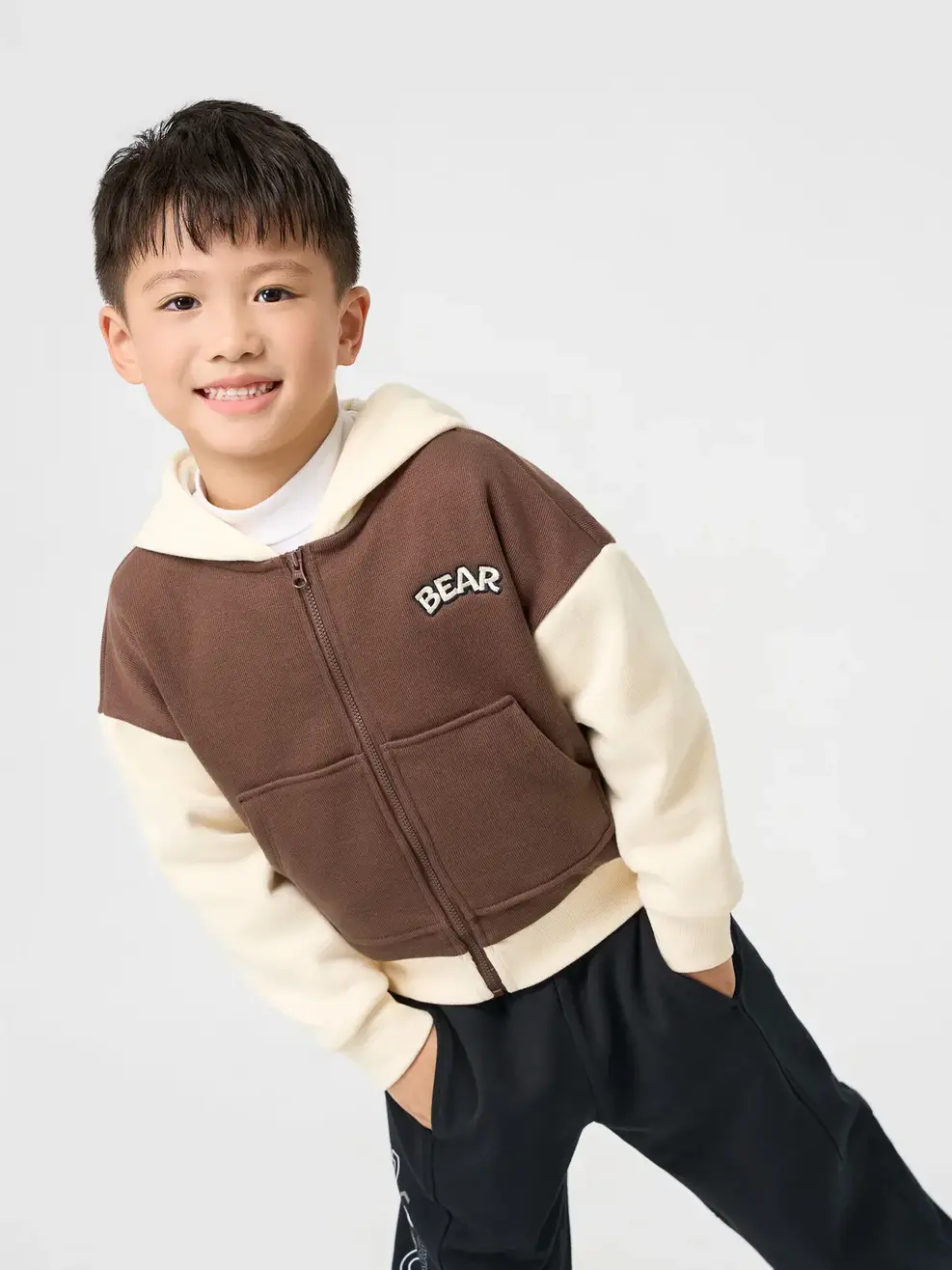 Áo Nỉ Trẻ Em Mũ Kéo Khoá Bear - Ảnh 2