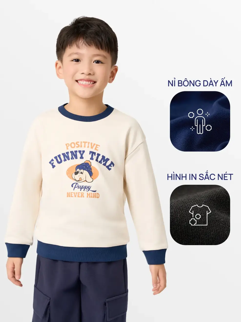 Áo Nỉ Trẻ Em Cổ Tròn Funny Time