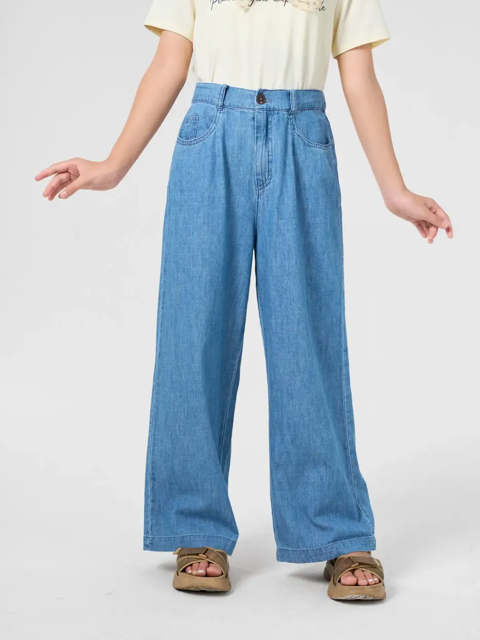 Quần Jeans Kid Nữ Giấy Ống Rộng - Ảnh 2