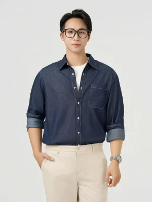 Áo Sơ Mi Jeans Nam Túi Ngực