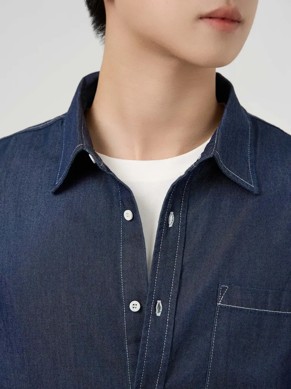 Áo Sơ Mi Jeans Nam Túi Ngực - Ảnh 2