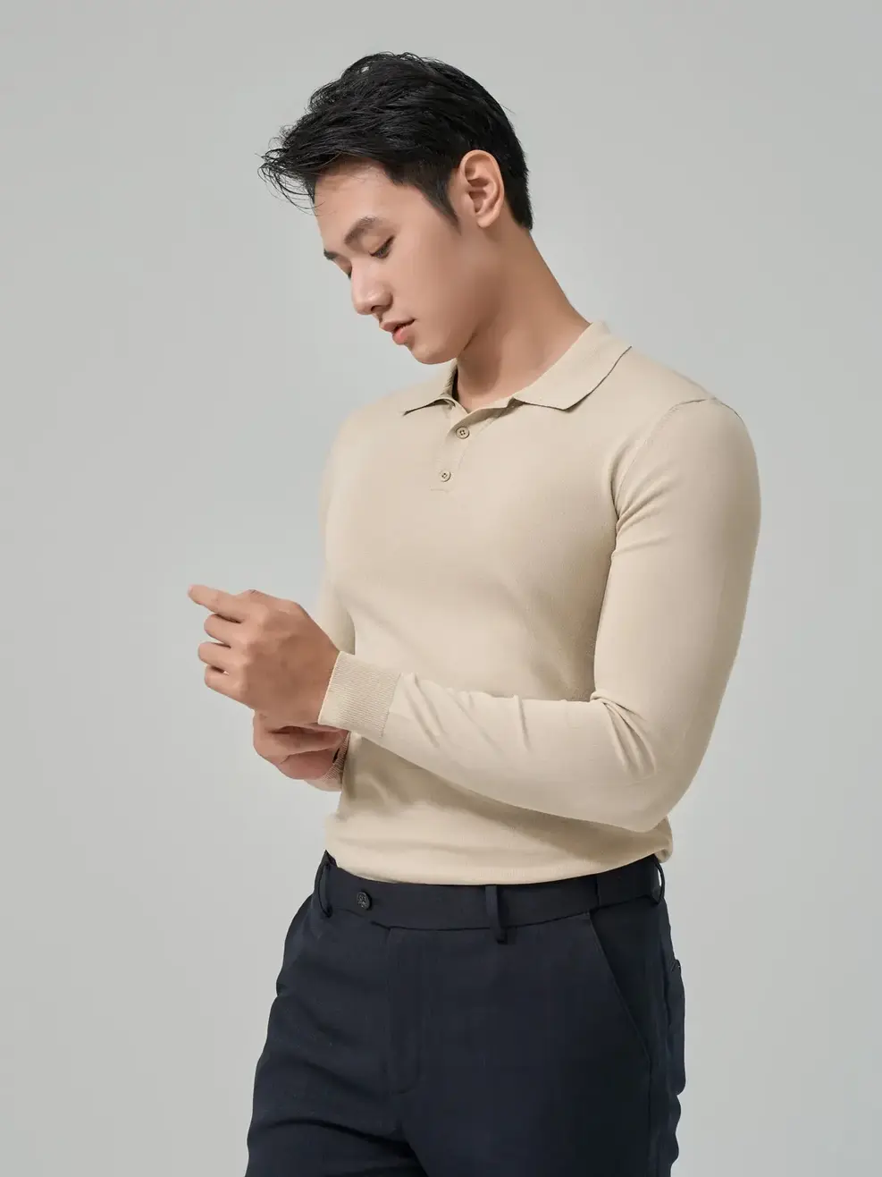 Áo len nam cổ polo cơ bản - Ảnh 5