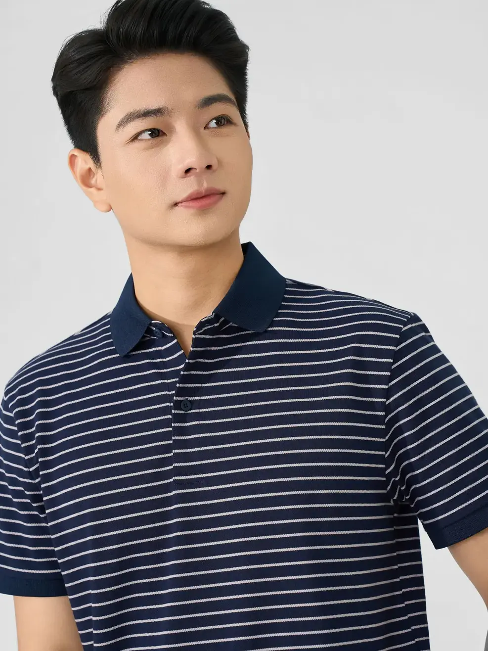 Áo Polo Nam Regular Họa Tiết Kẻ Ngang
